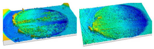 3D topographies of the same tribological test